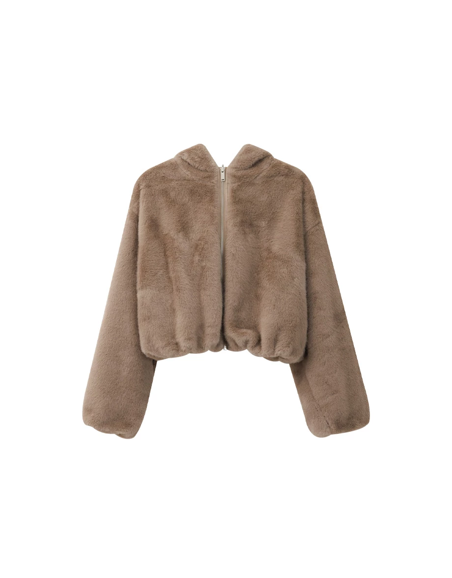 Soft Fluffy Zip Up Oversized Hooded Jacket Soft Fluffy Zip Up Oversized Hooded Jacket