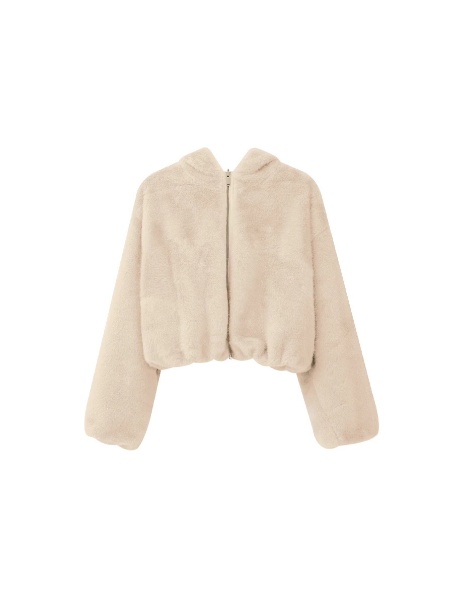 Soft Fluffy Zip Up Oversized Hooded Jacket Soft Fluffy Zip Up Oversized Hooded Jacket