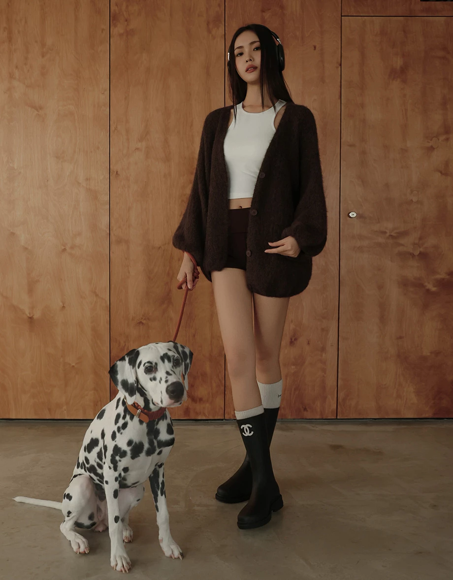 Soft Fuzzy V Neck Button Front Oversized Cardigan Soft Fuzzy V Neck Button Front Oversized Cardigan