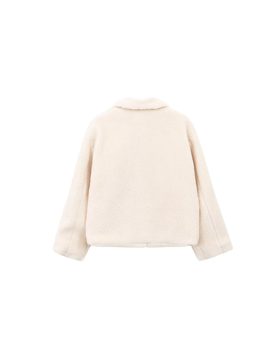 Fuzzy Faux Fur Button Front Collared Jacket