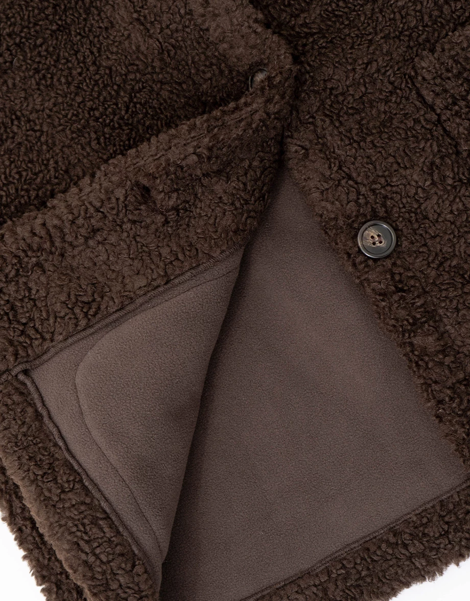 Fluffy Faux Fur Hooded Button Up Jacket