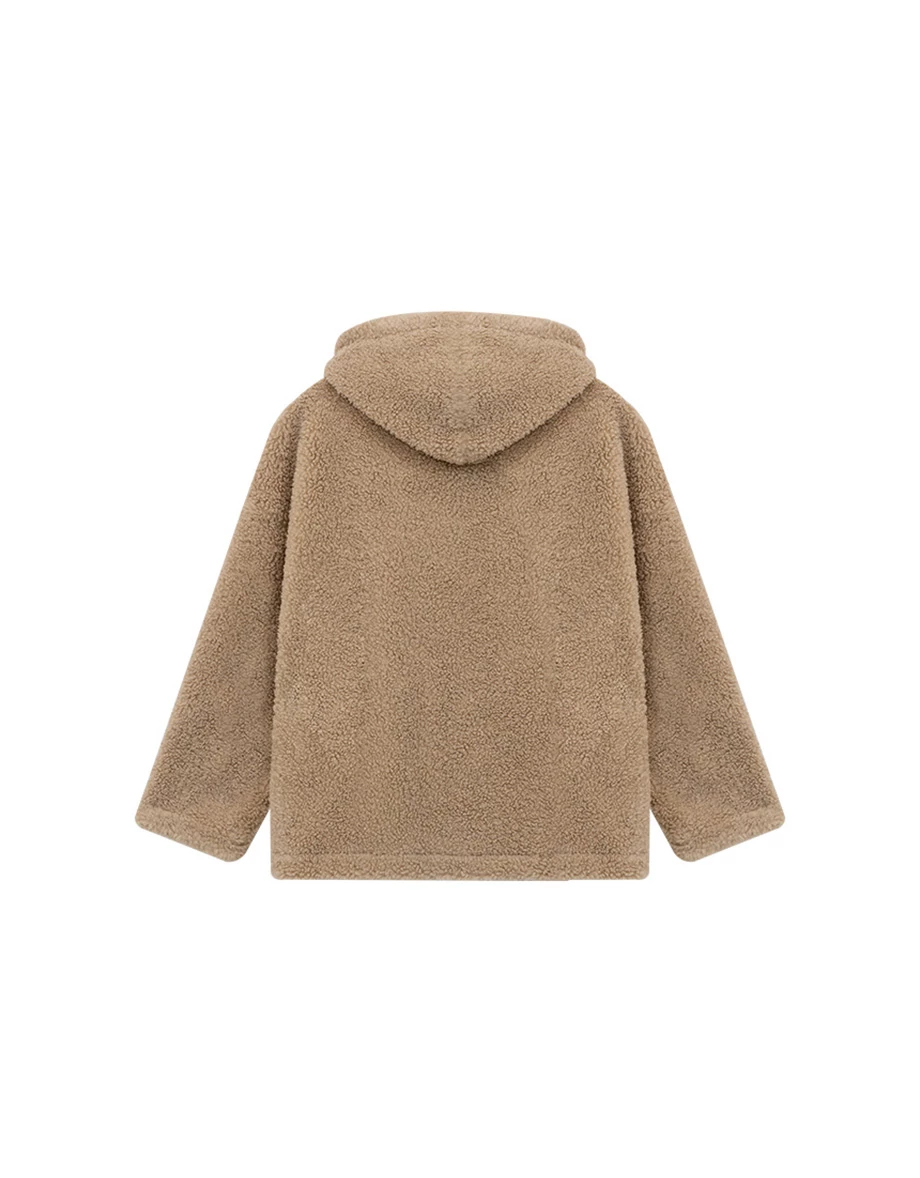 Fluffy Faux Fur Hooded Button Up Jacket Fluffy Faux Fur Hooded Button Up Jacket