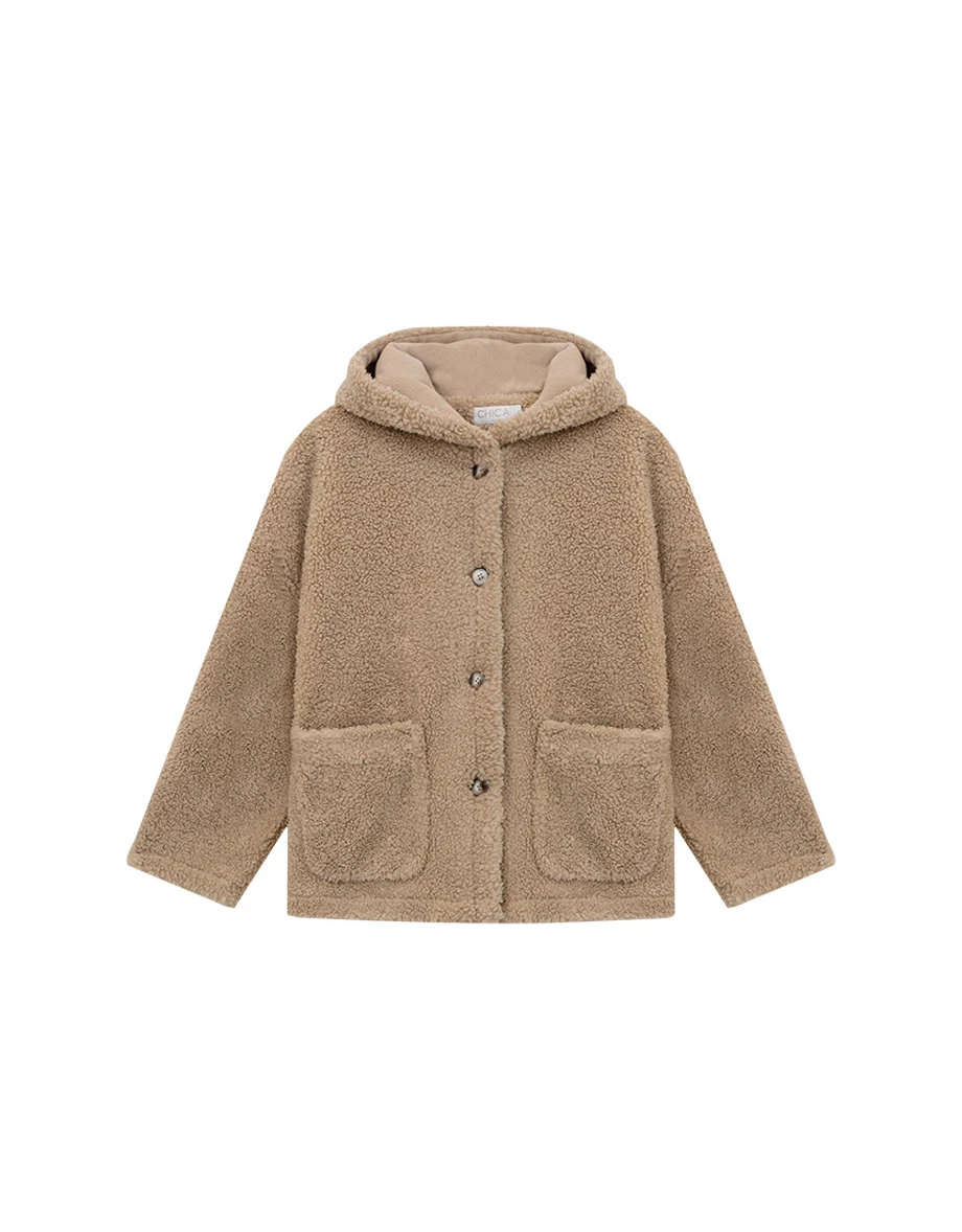 Fluffy Faux Fur Hooded Button Up Jacket Fluffy Faux Fur Hooded Button Up Jacket