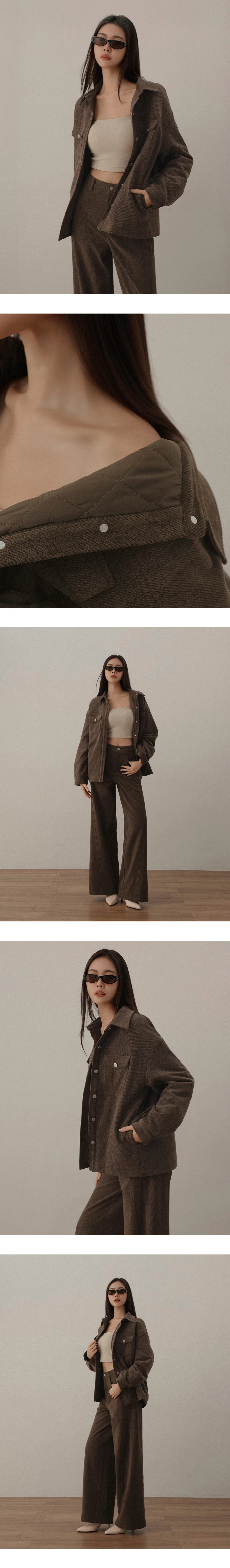 Oversized Collared Button Up Shirt Jacket with Front Flap Pockets