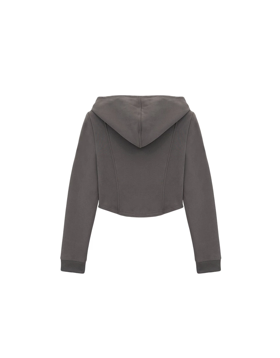 Casual Zip front Cropped Hooded Jacket Casual Zip front Cropped Hooded Jacket