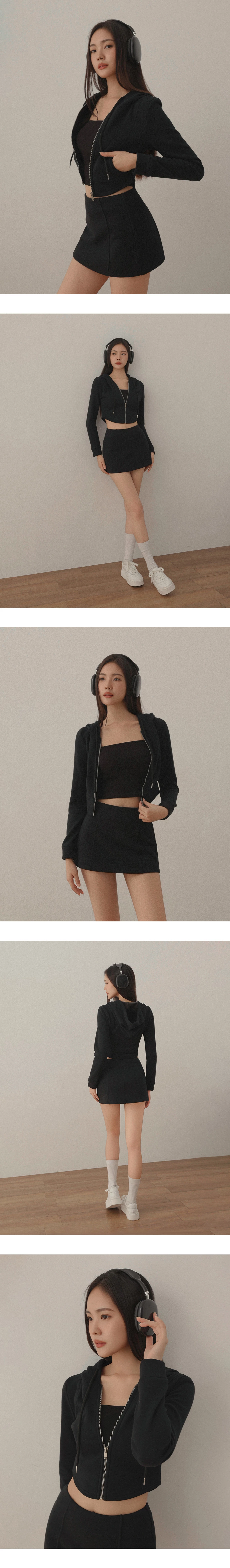 Casual Zip front Cropped Hooded Jacket