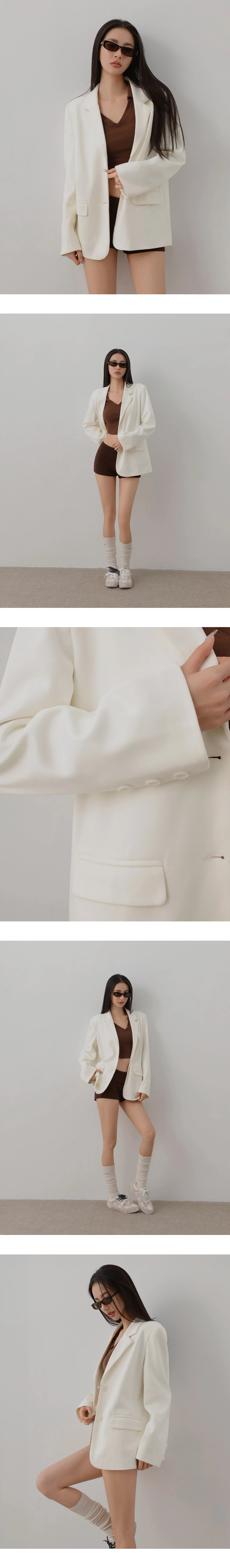 Oversized Double Button Casual Suit Blazer (with Shoulder Pads)