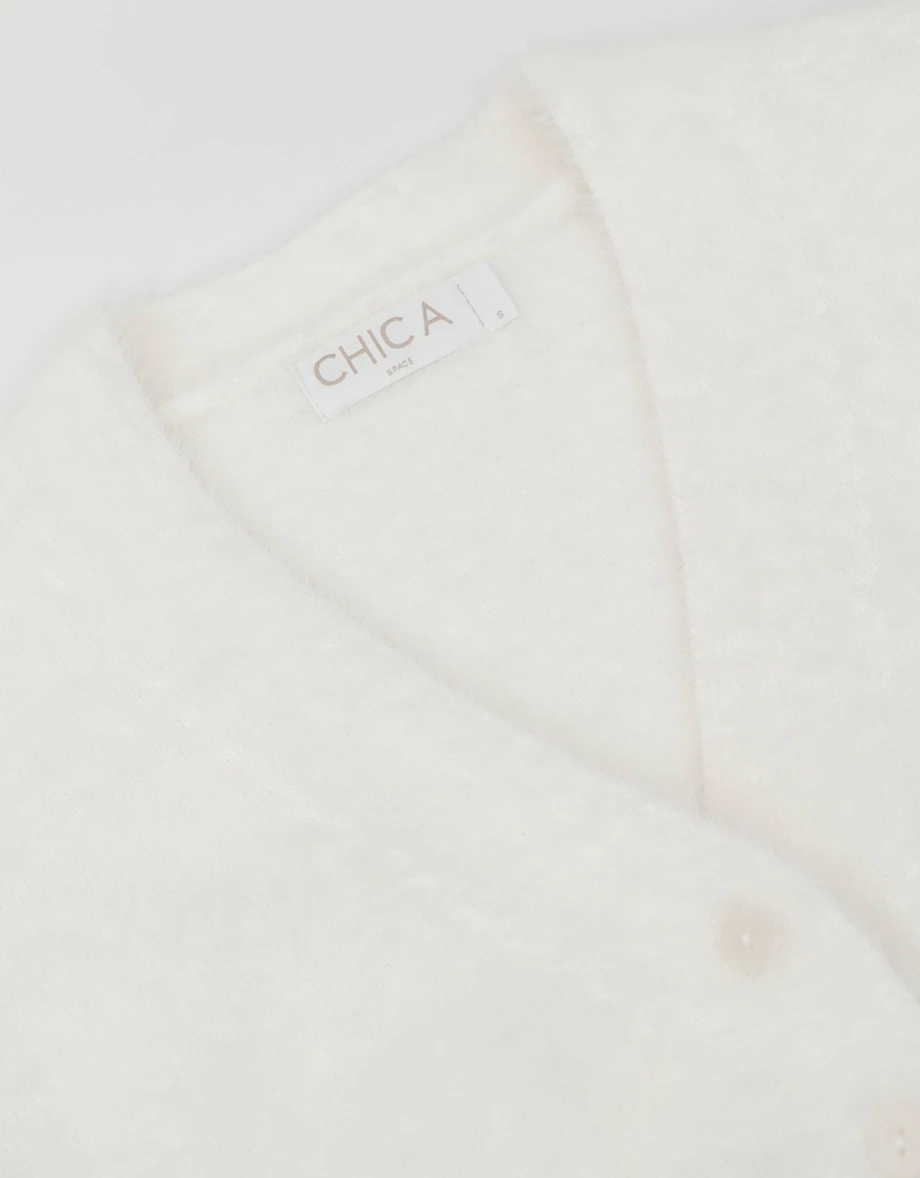 Faux Mink Fur V Neck Cropped Cardigan and Matching Knit Tank Top Set Wear