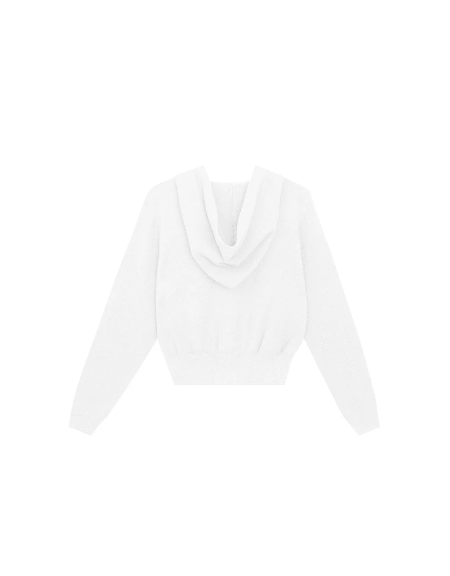 Soft Knit Hooded Button Down Cropped Cardigan