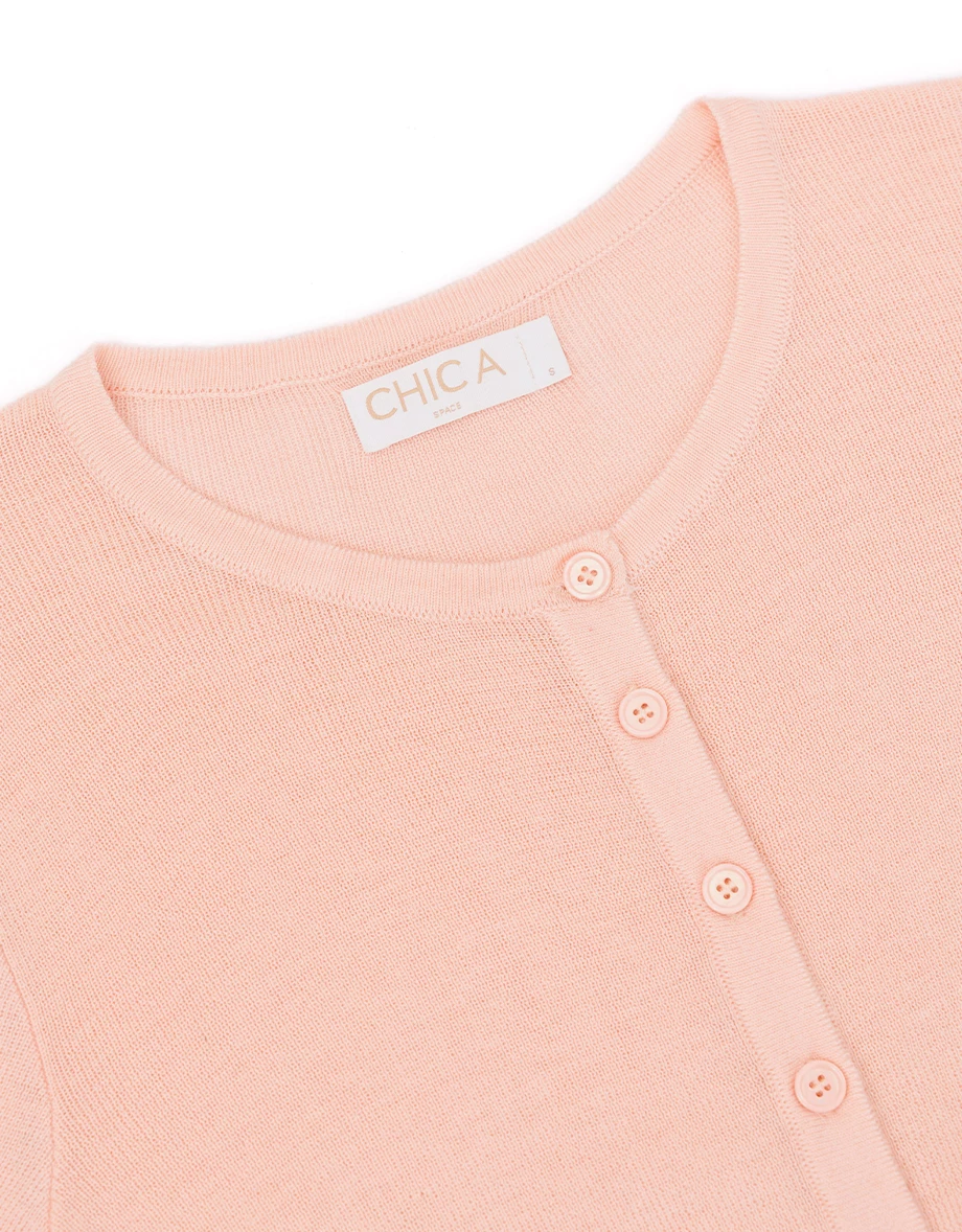 Soft Stretch Round Neck Button Front Knit Crop Cardigan