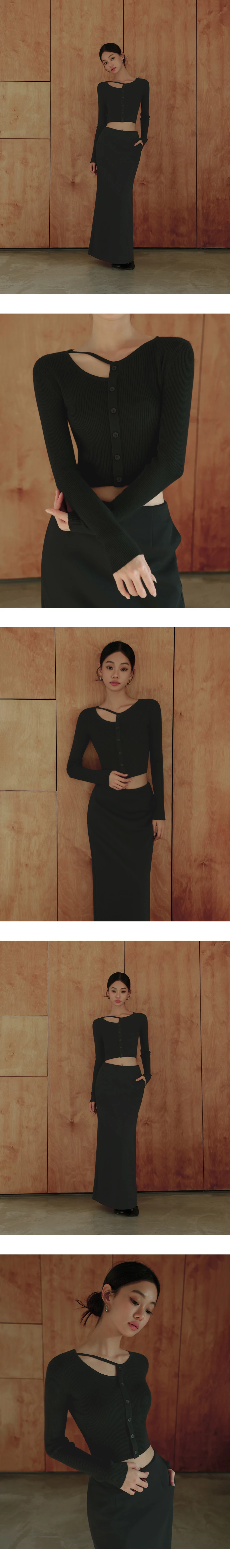 Asymmetric Cut Out Shoulder Ribbed Button Down Top