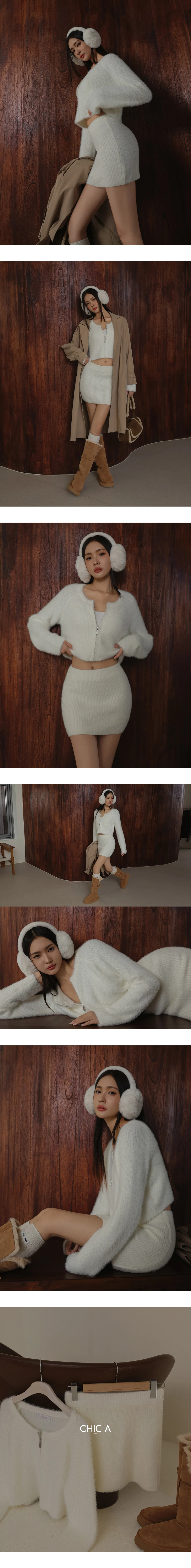 Soft Fluffy Knit Zip Up Cropped Cardigan Soft Fluffy Knit Zip Up Cropped Cardigan