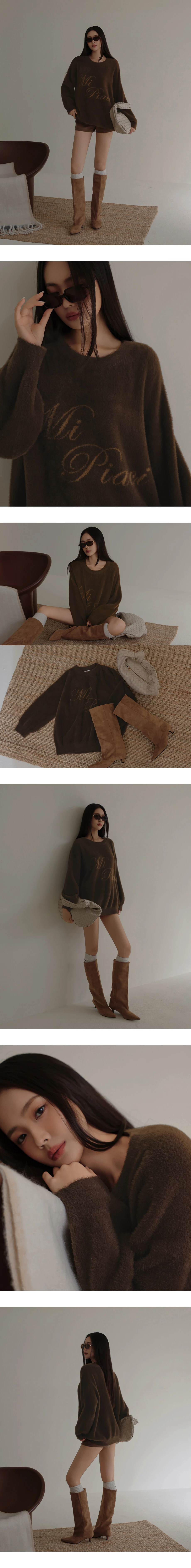 Soft Fluffy Oversized Lettering Knit Long Sleeve Sweater Soft Fluffy Oversized Lettering Knit Long Sleeve Sweater