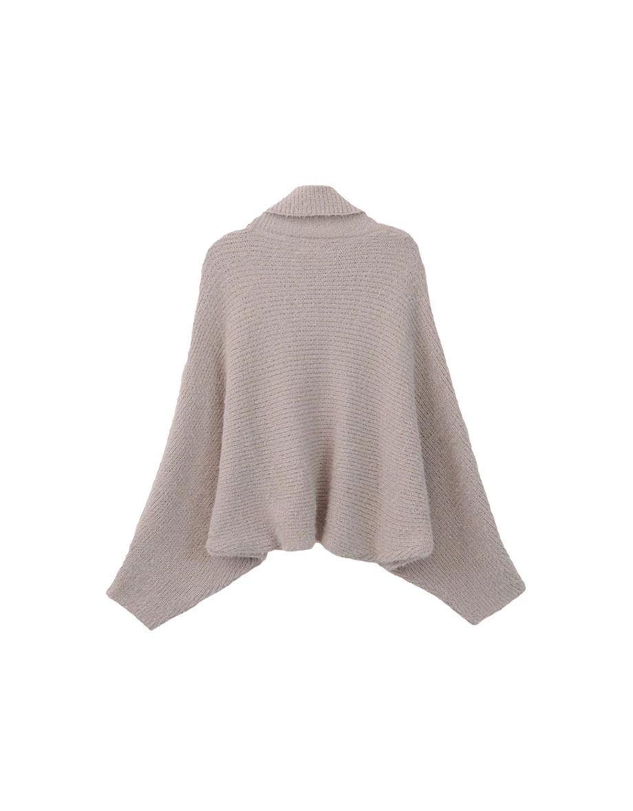 Soft Fuzzy Mock Neck Sweater with Asymmetric Front Cross Detail Soft Fuzzy Mock Neck Sweater with Asymmetric Front Cross Detail