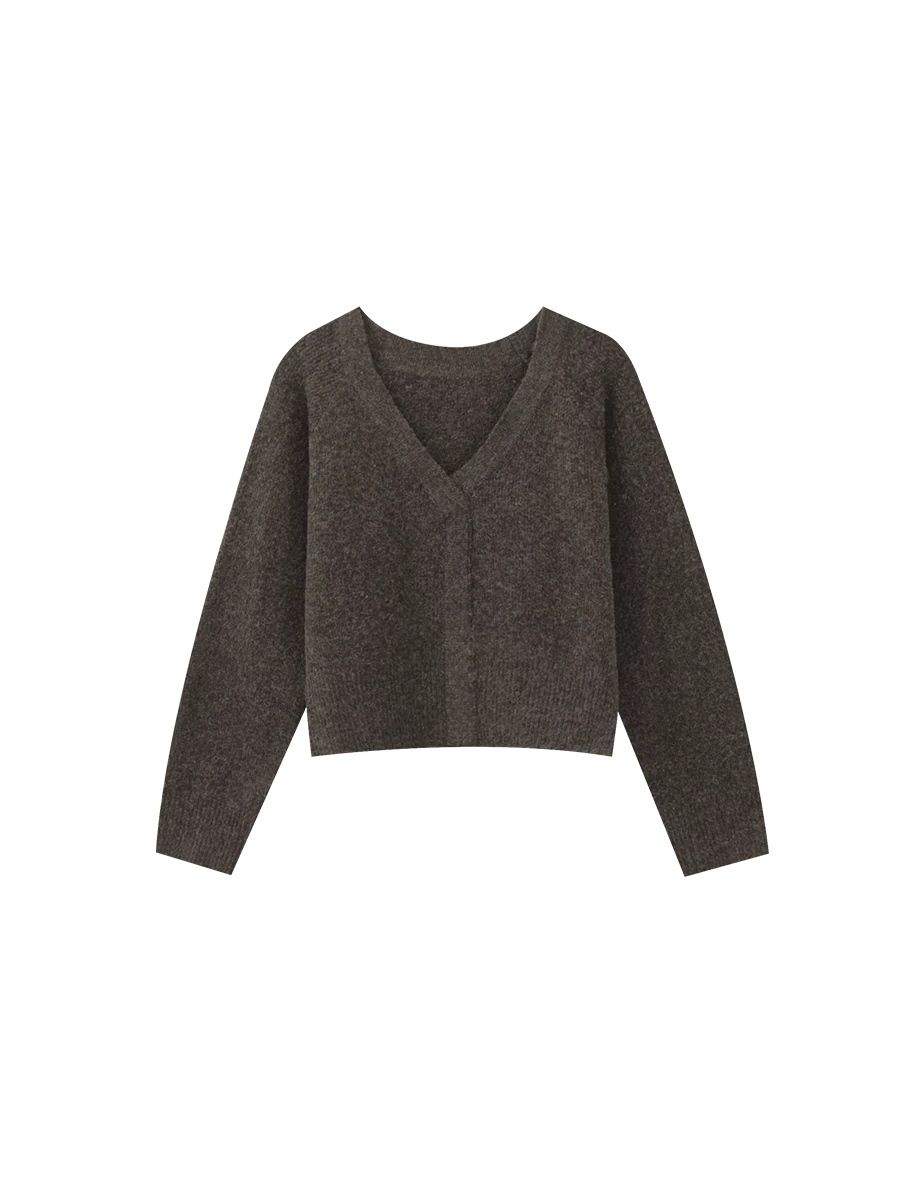 Soft Knit V Neck Sweater with Ribbed Panel Detailing Soft Knit V Neck Sweater with Ribbed Panel Detailing