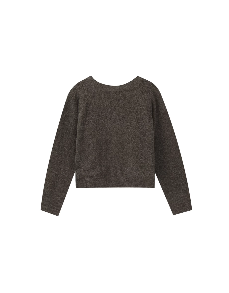 Soft Knit V Neck Sweater with Ribbed Panel Detailing Soft Knit V Neck Sweater with Ribbed Panel Detailing