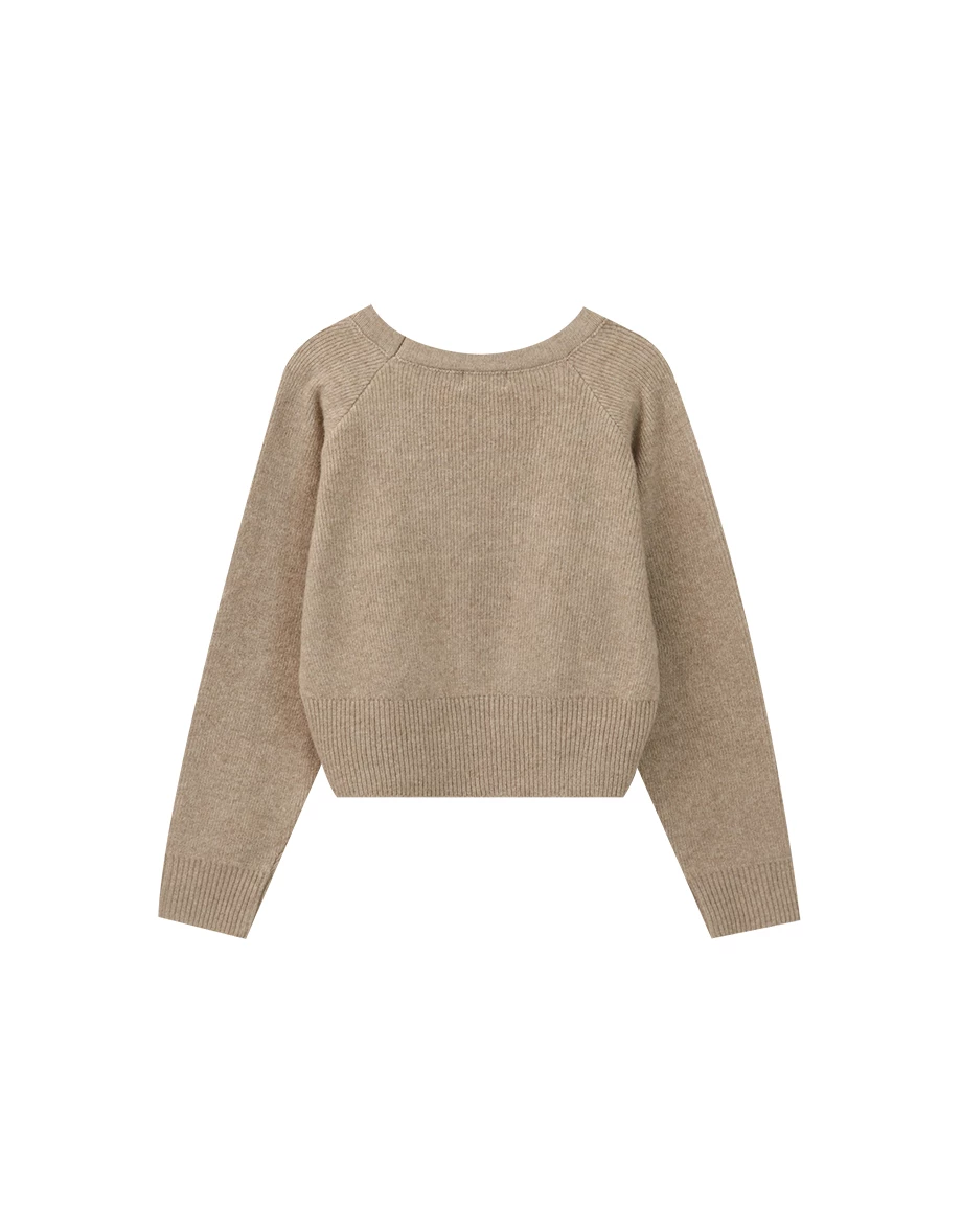 Soft Knit V Neck Sweater with Ribbed Panel Detailing Soft Knit V Neck Sweater with Ribbed Panel Detailing