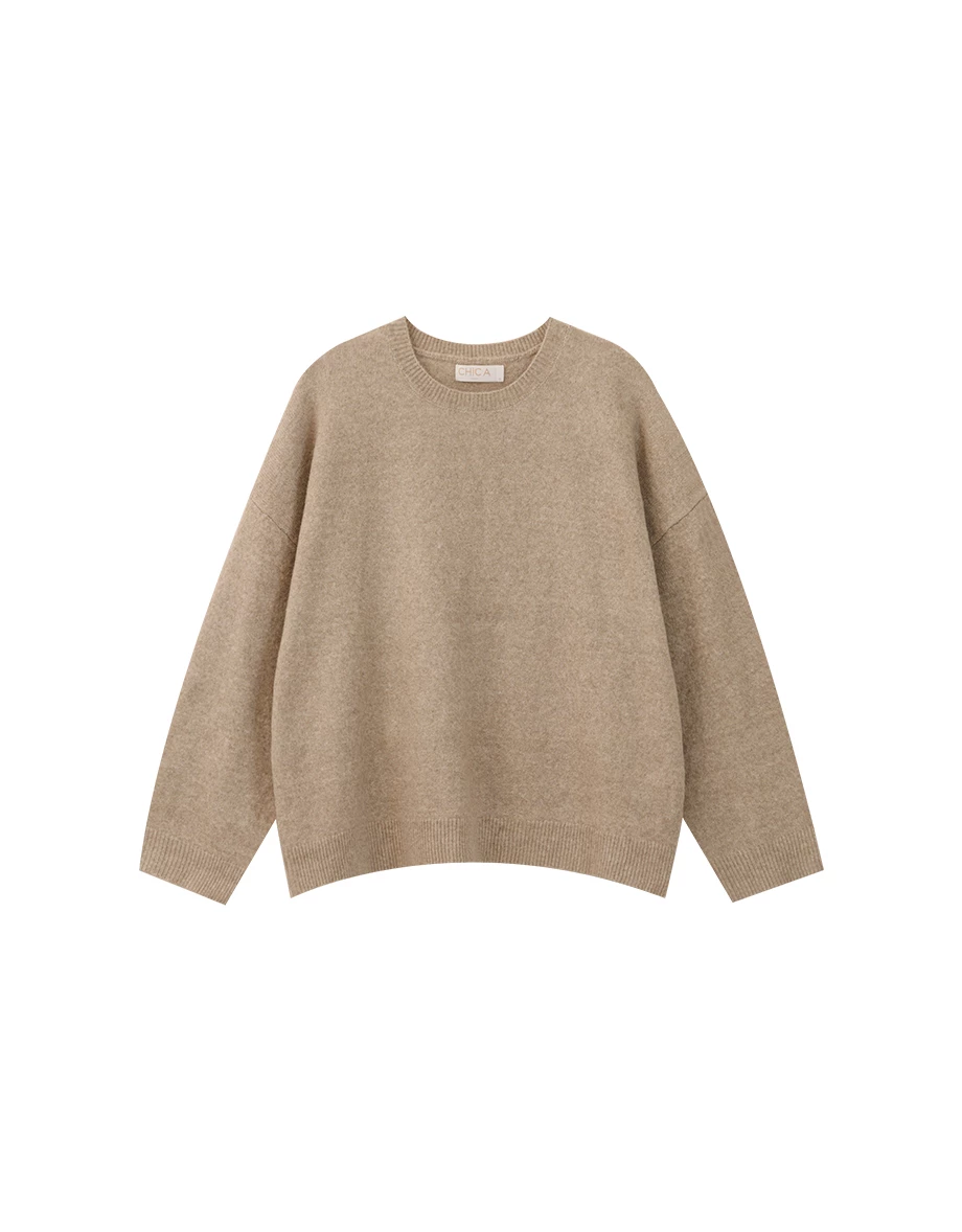 Oversized Soft Knit Crewneck Long Sleeve Sweater Oversized Soft Knit Crewneck Long Sleeve Sweater