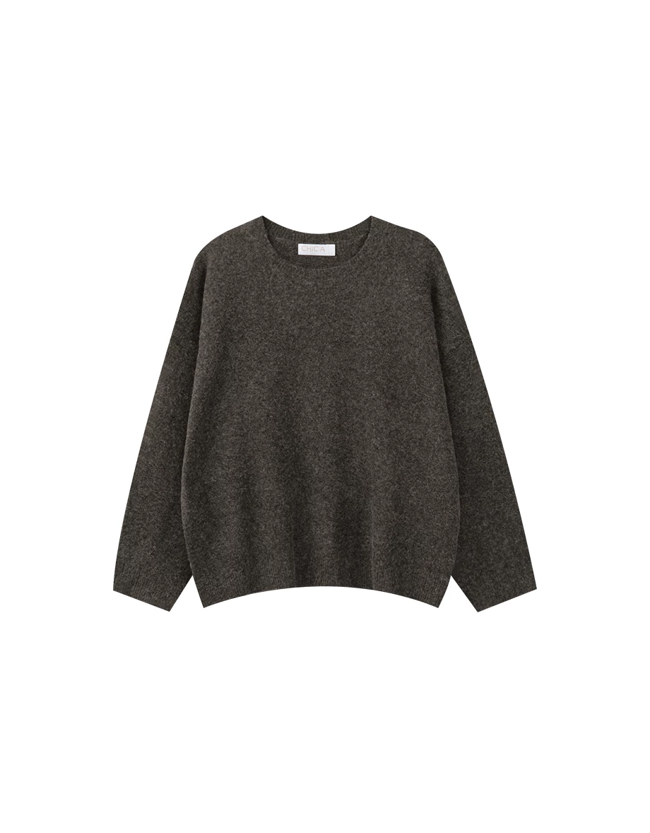 Oversized Soft Knit Crewneck Long Sleeve Sweater
