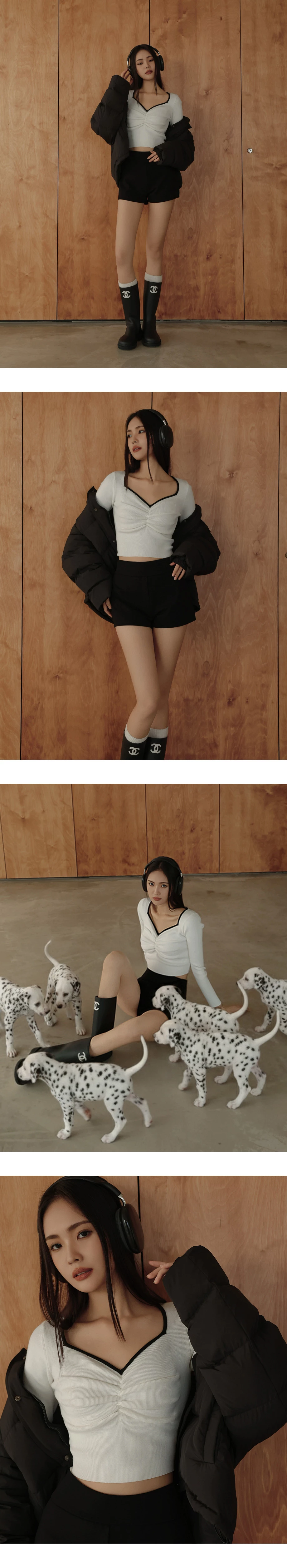 Contrast Trim Ruched Front Sweetheart Neckline Ribbed Knit Top Contrast Trim Ruched Front Sweetheart Neckline Ribbed Knit Top