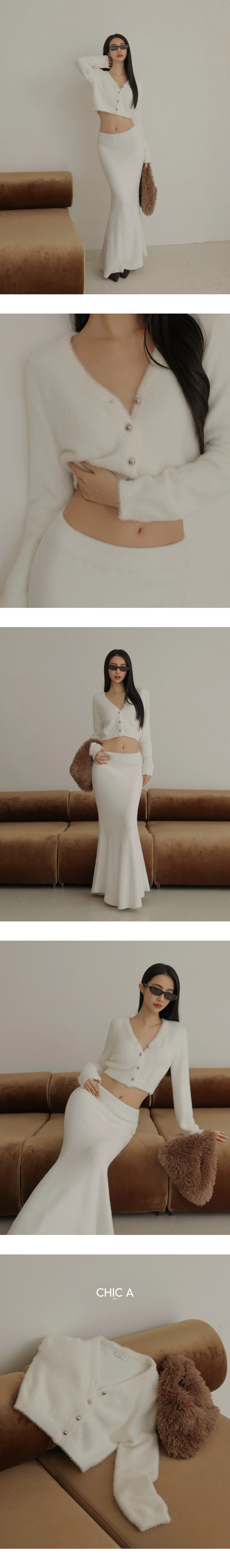 Soft Fuzzy V Neck Buttoned Front Cropped Knit Cardigan