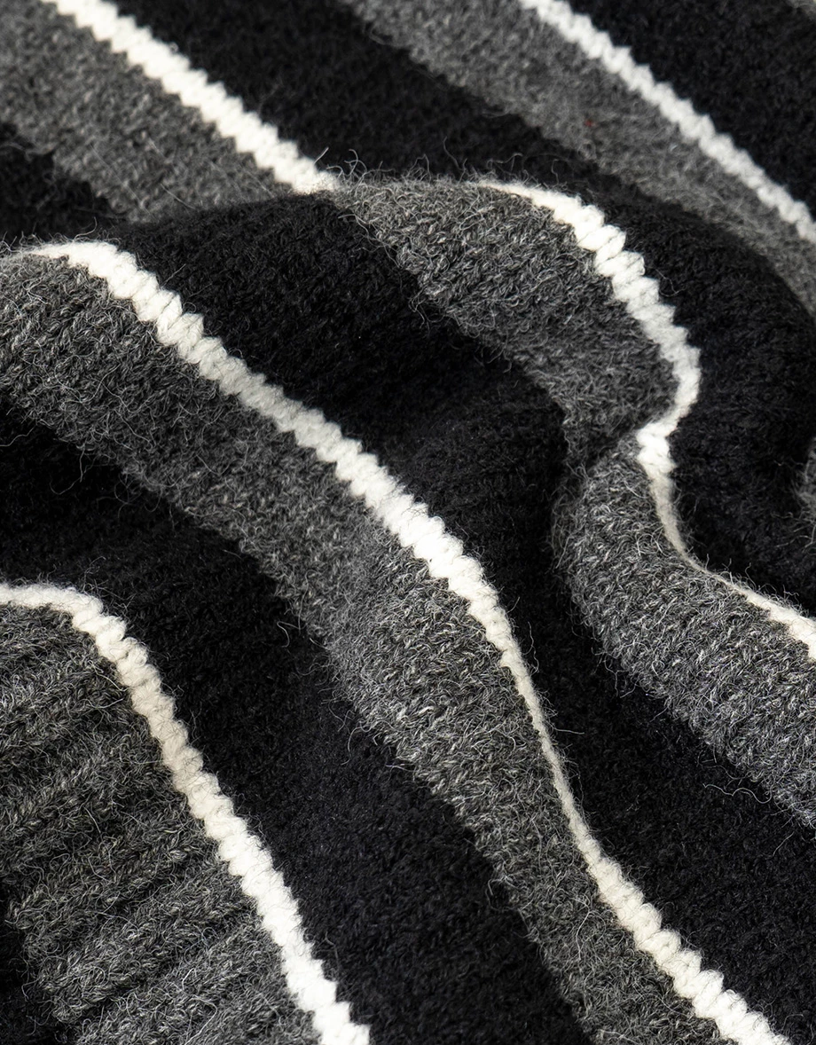 Off Shoulder Striped Knit Long Sleeve Sweater