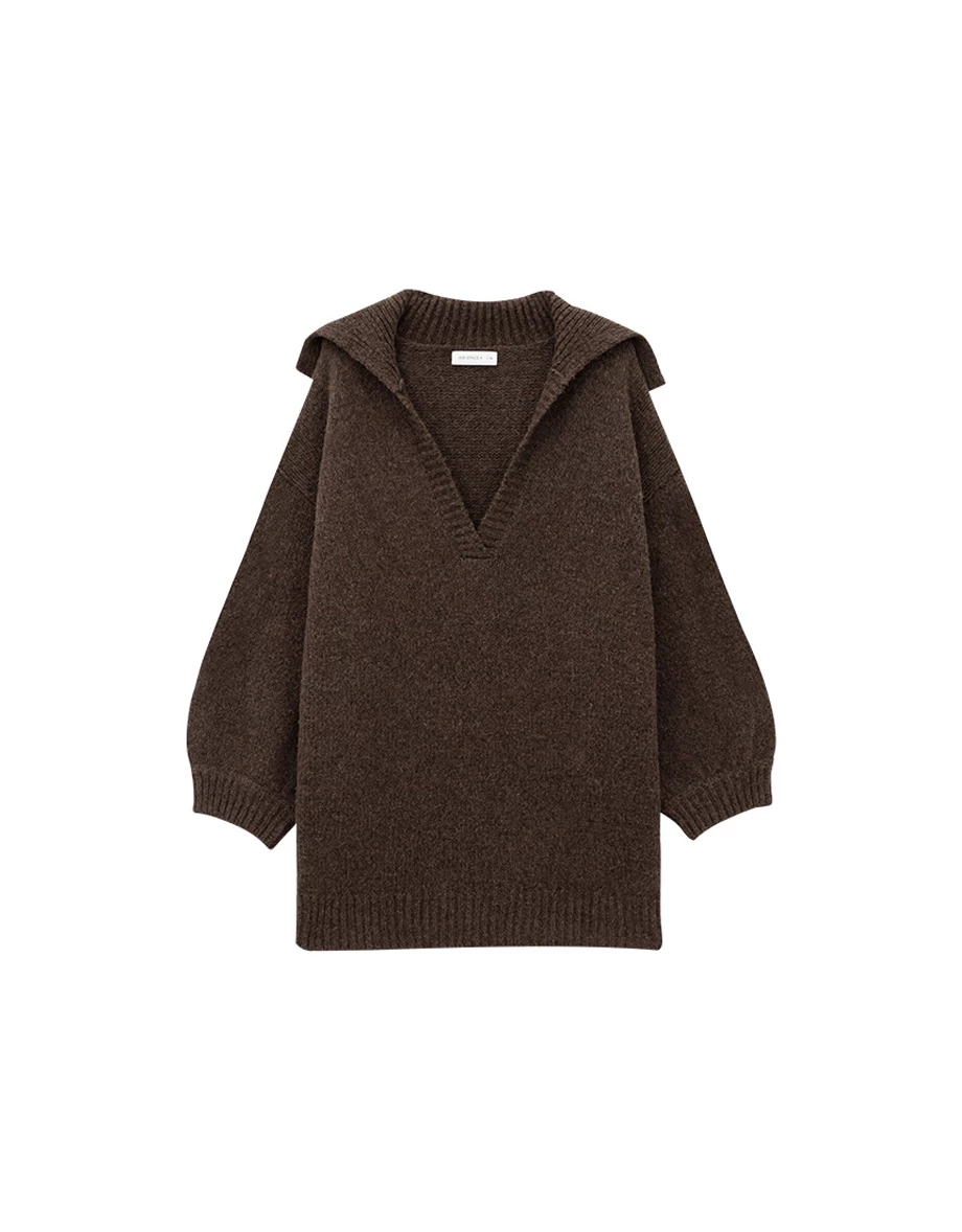 Sailor Collar Longline Knit Pullover Sweater