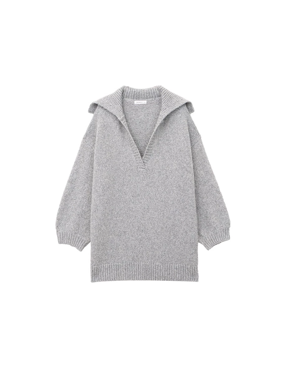 Sailor Collar Longline Knit Pullover Sweater
