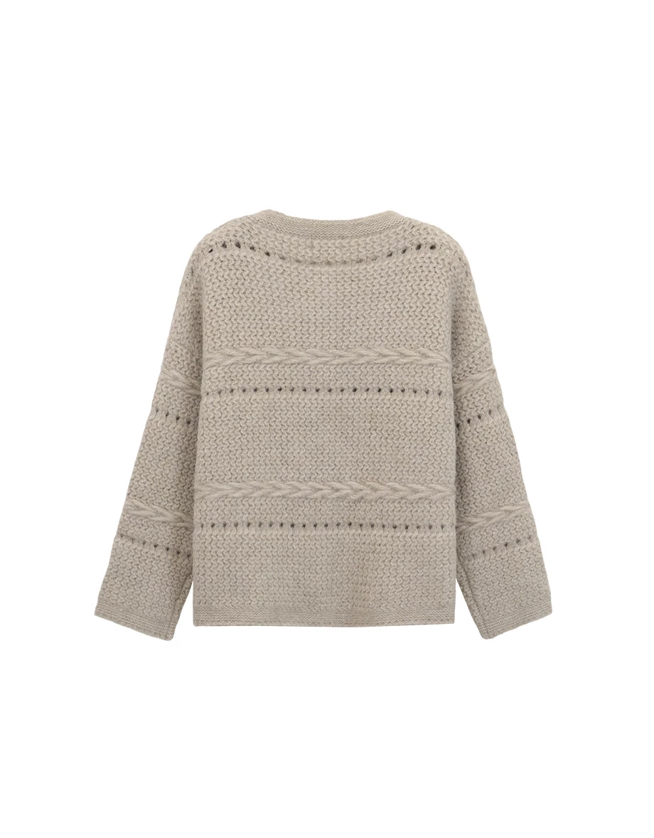 Oversized Textured Knit Crew Neck Button Front Cardigan Oversized Textured Knit Crew Neck Button Front Cardigan