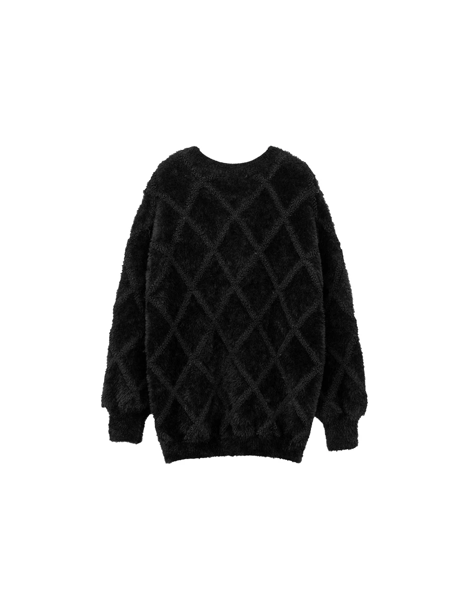 Classic Round Neck Argyle Pattern Knit Sweater