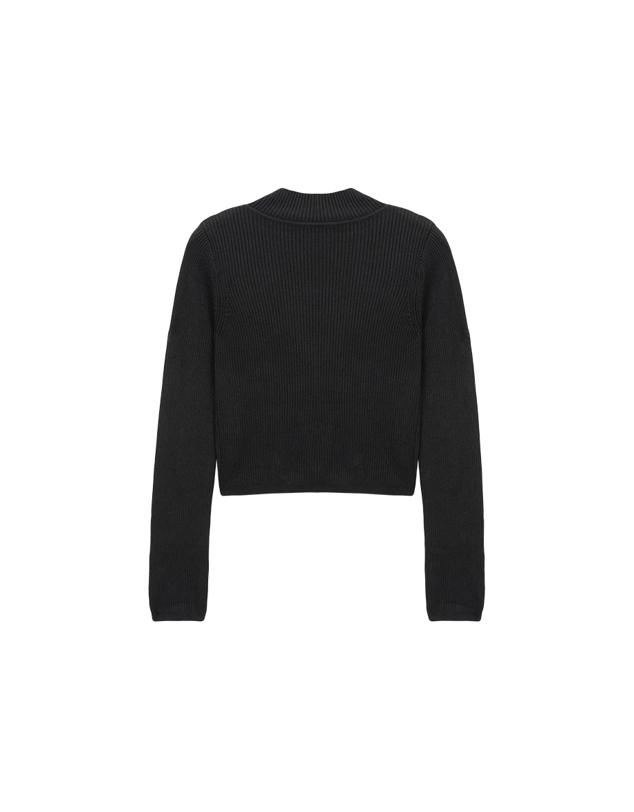 Cold Shoulder Mock Neck Ribbed Knit Crop Top Cold Shoulder Mock Neck Ribbed Knit Crop Top