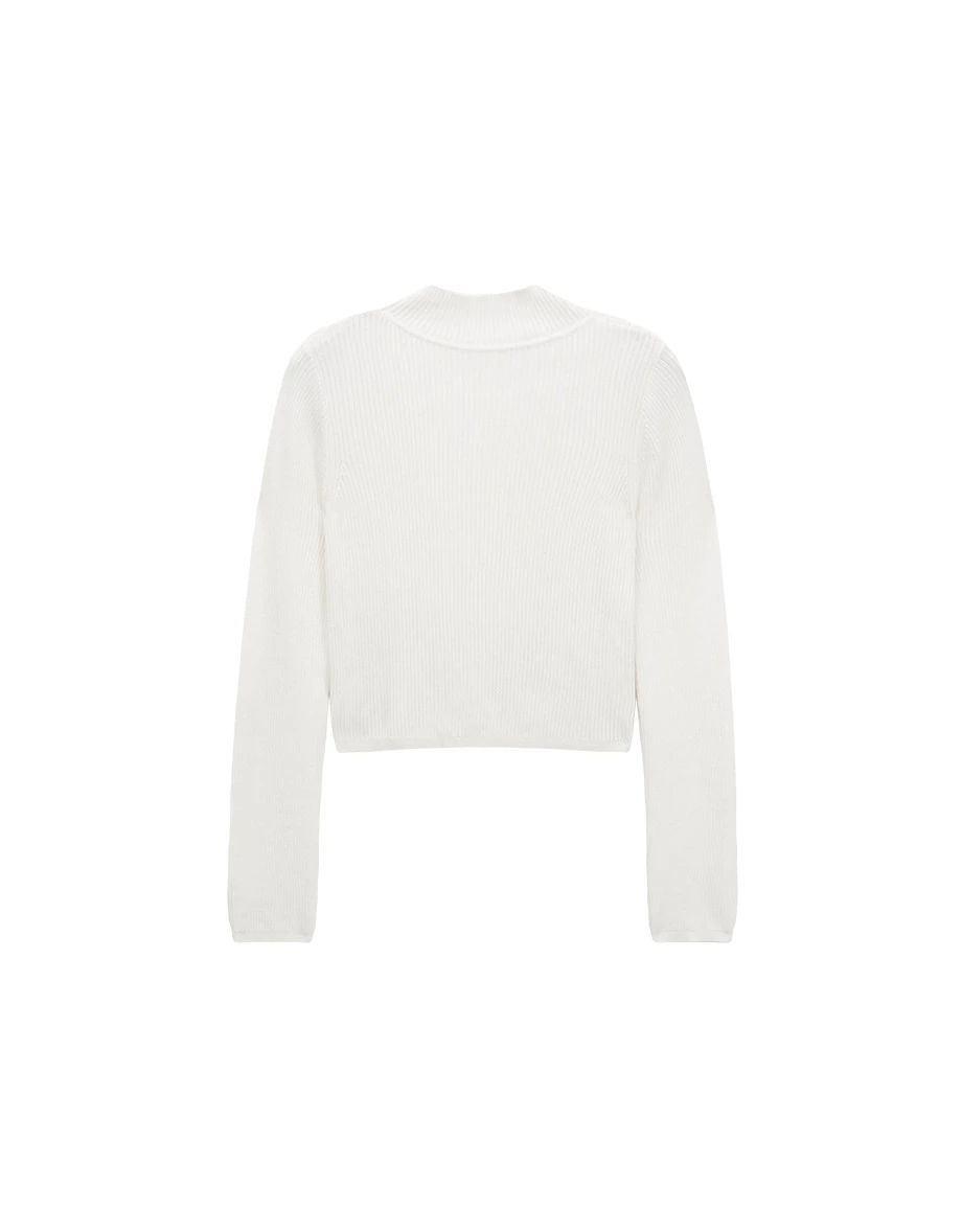 Cold Shoulder Mock Neck Ribbed Knit Crop Top Cold Shoulder Mock Neck Ribbed Knit Crop Top