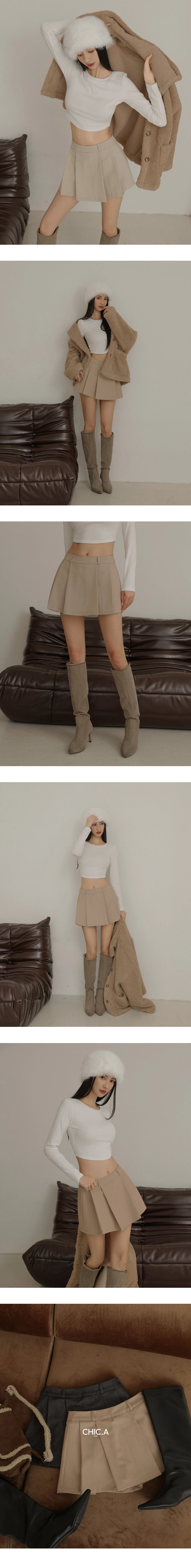 Mid Low Waist Front Pleated Tencel Jeans Denim Mini Skirt