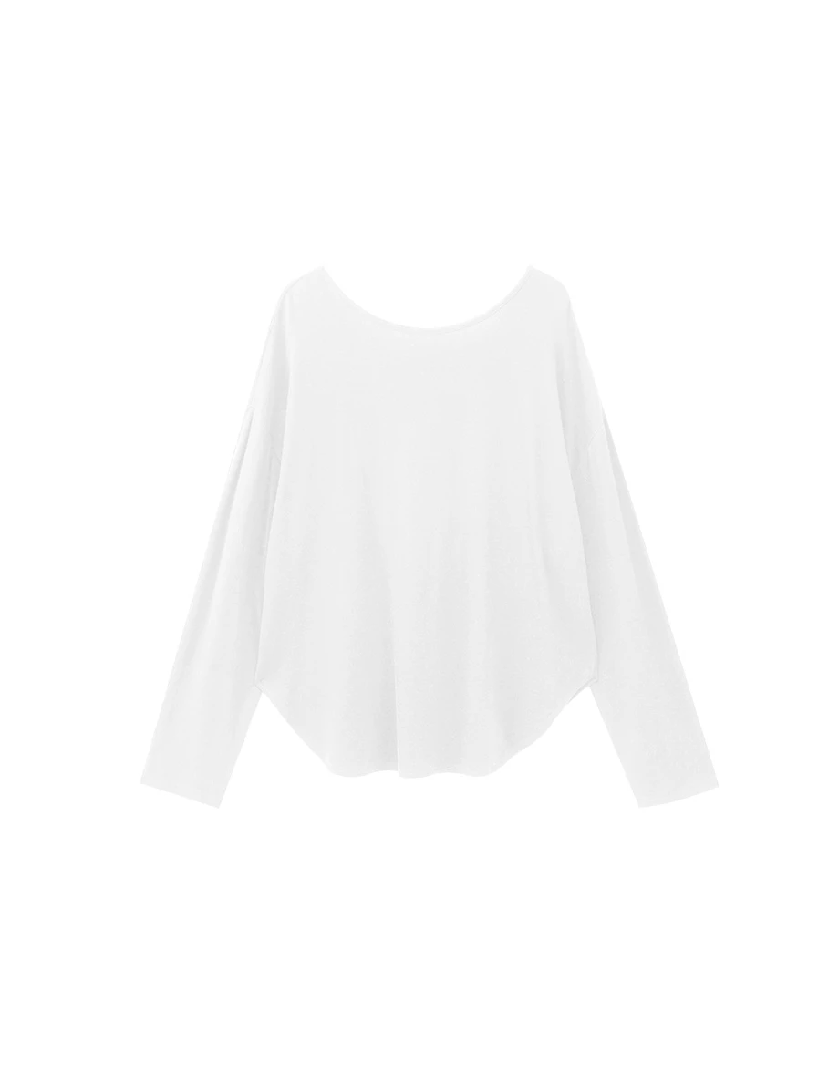 Heat Tech Plain Convertible Neckline Long Sleeve Top