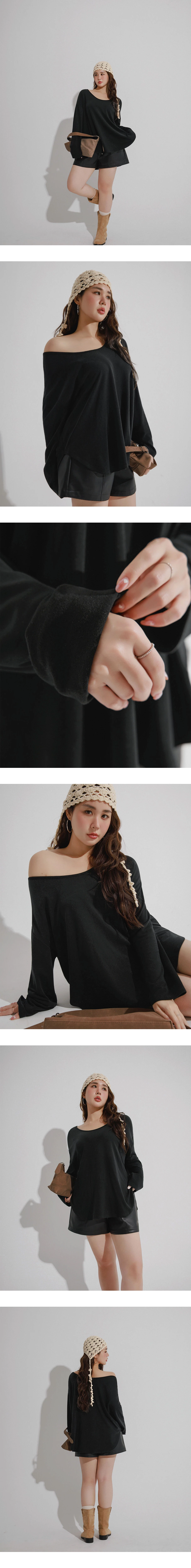 Heat Tech Plain Convertible Neckline Long Sleeve Top