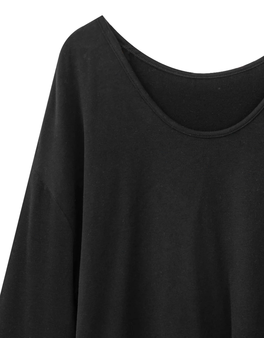 Heat Tech Plain Convertible Neckline Long Sleeve Top