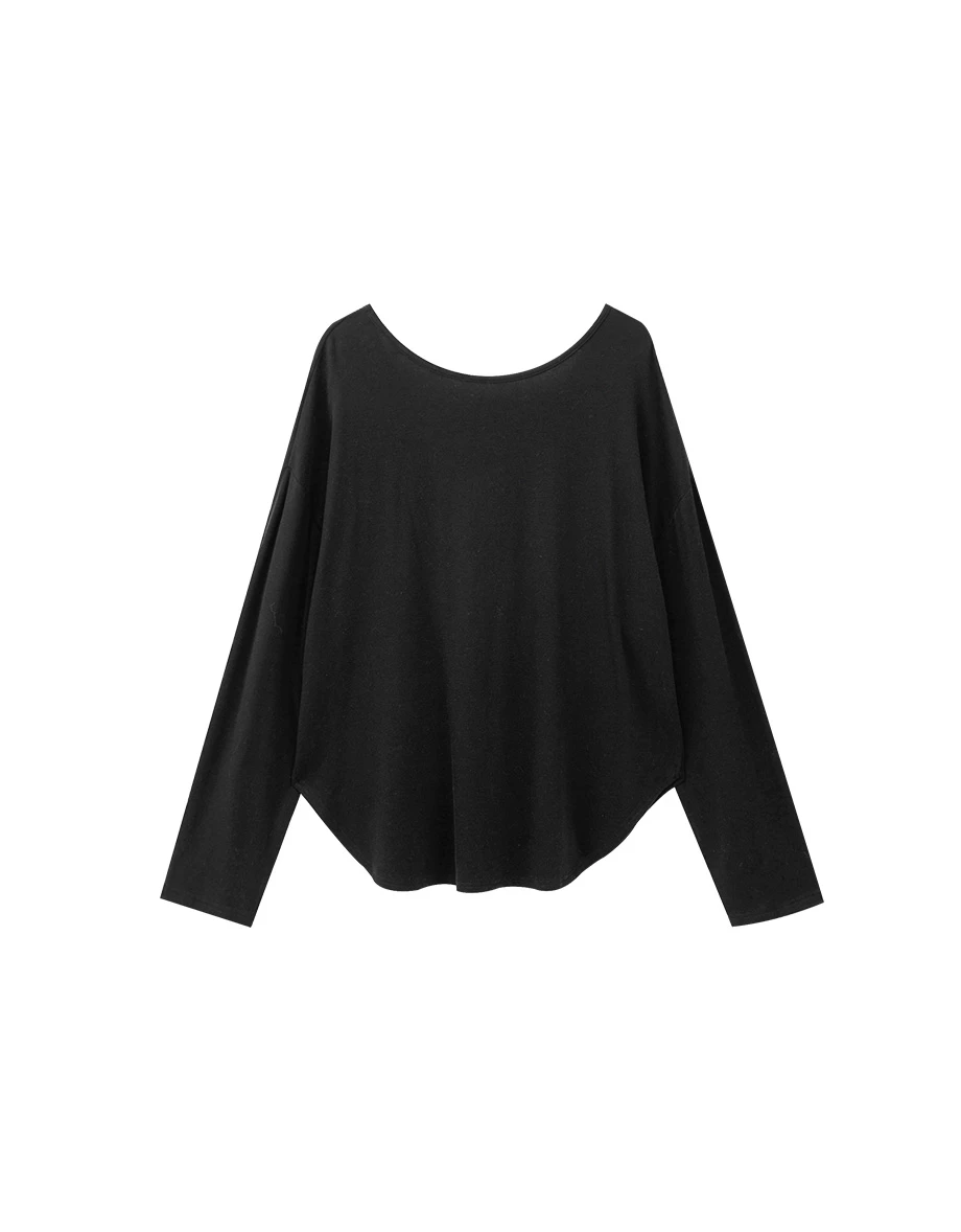 Heat Tech Plain Convertible Neckline Long Sleeve Top