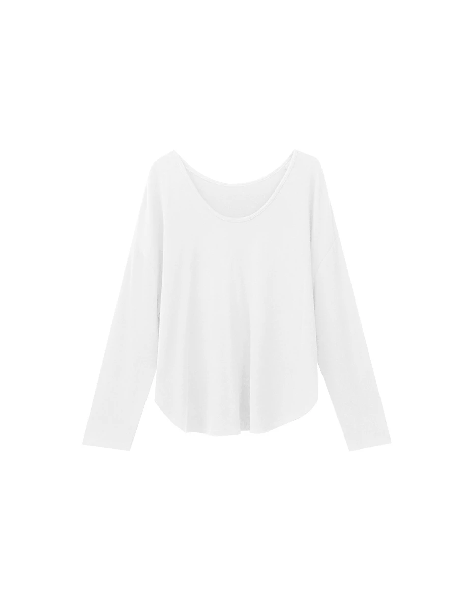 Heat Tech Plain Convertible Neckline Long Sleeve Top