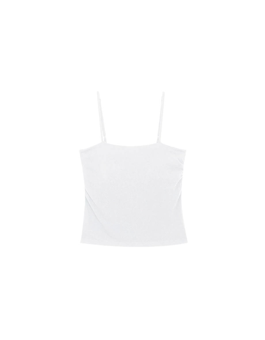 Heat Tech Collection Side Ruched Stretch Spaghetti Strap Padded Cami Bra Top