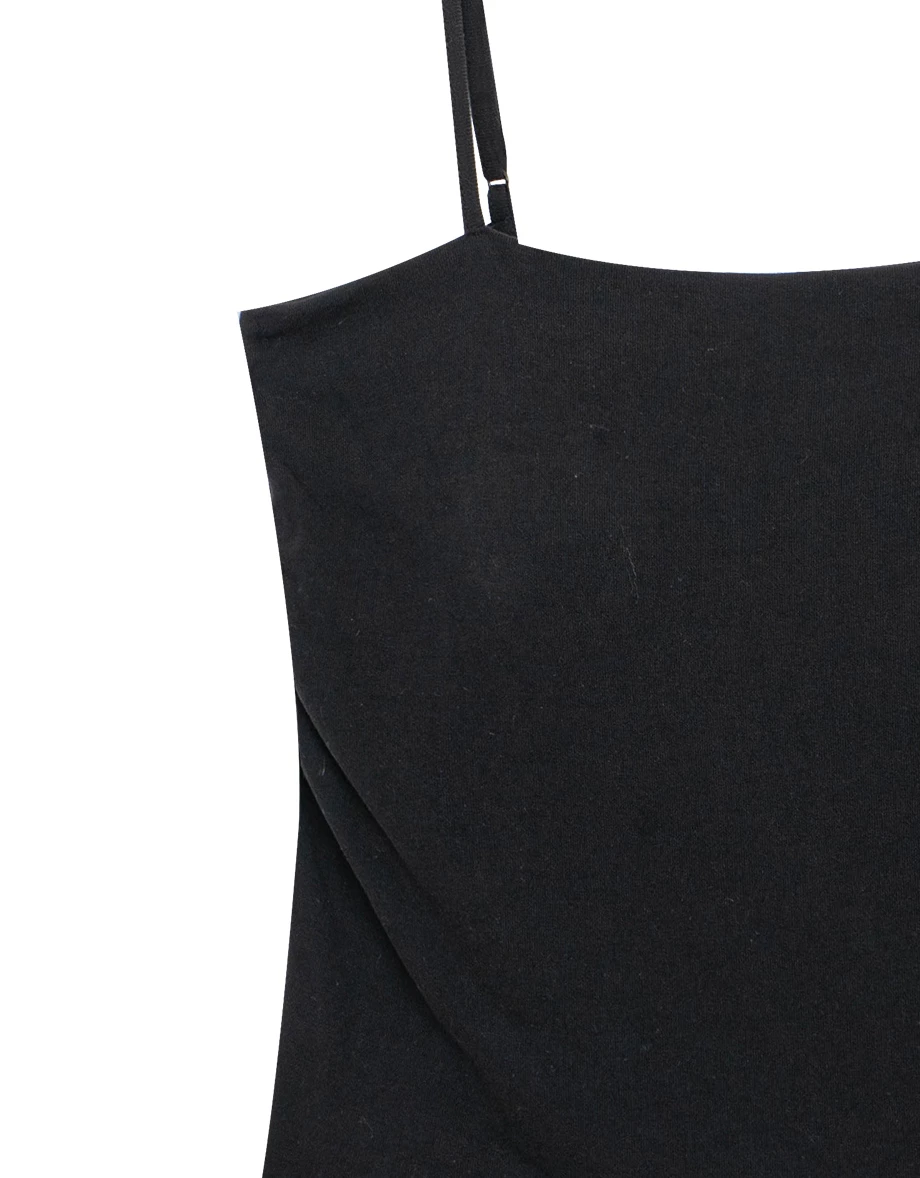 Heat Tech Collection Side Ruched Stretch Spaghetti Strap Padded Cami Bra Top