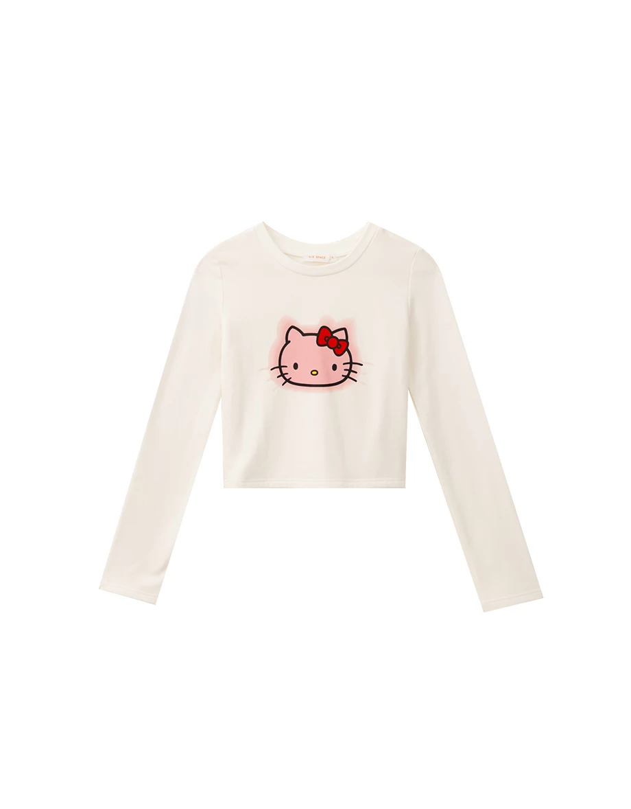【Hello Kitty Collaboration】Classic Graphic Fitted Long Sleeve Top