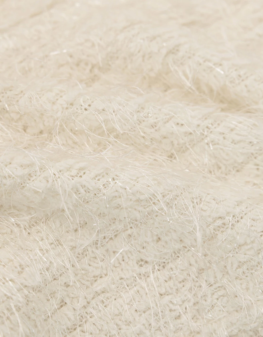 Tweed Texture Fluffy Spaghetti Strap Camisole Top with Tiered Hem