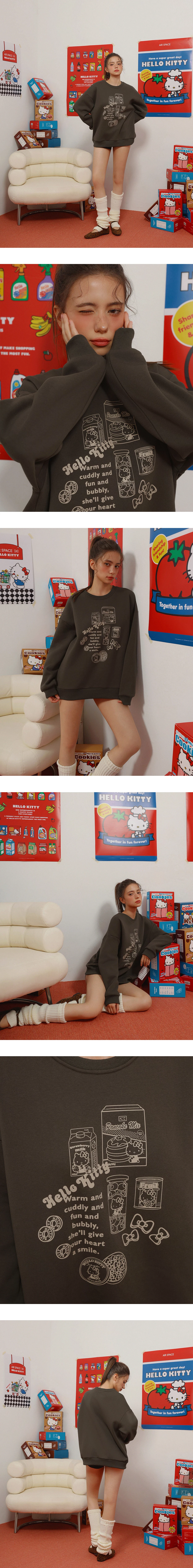 【Hello Kitty Collaboration】Vintage Inspired Graphic Print Fleece Oversized Pullover Sweatshirt 【Hello Kitty Collaboration】Vintage Inspired Graphic Print Fleece Oversized Pullover Sweatshirt