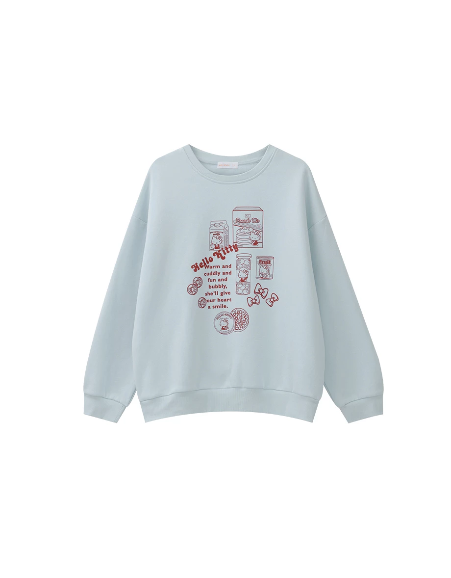 【Hello Kitty Collaboration】Vintage Inspired Graphic Print Fleece Oversized Pullover Sweatshirt 【Hello Kitty Collaboration】Vintage Inspired Graphic Print Fleece Oversized Pullover Sweatshirt