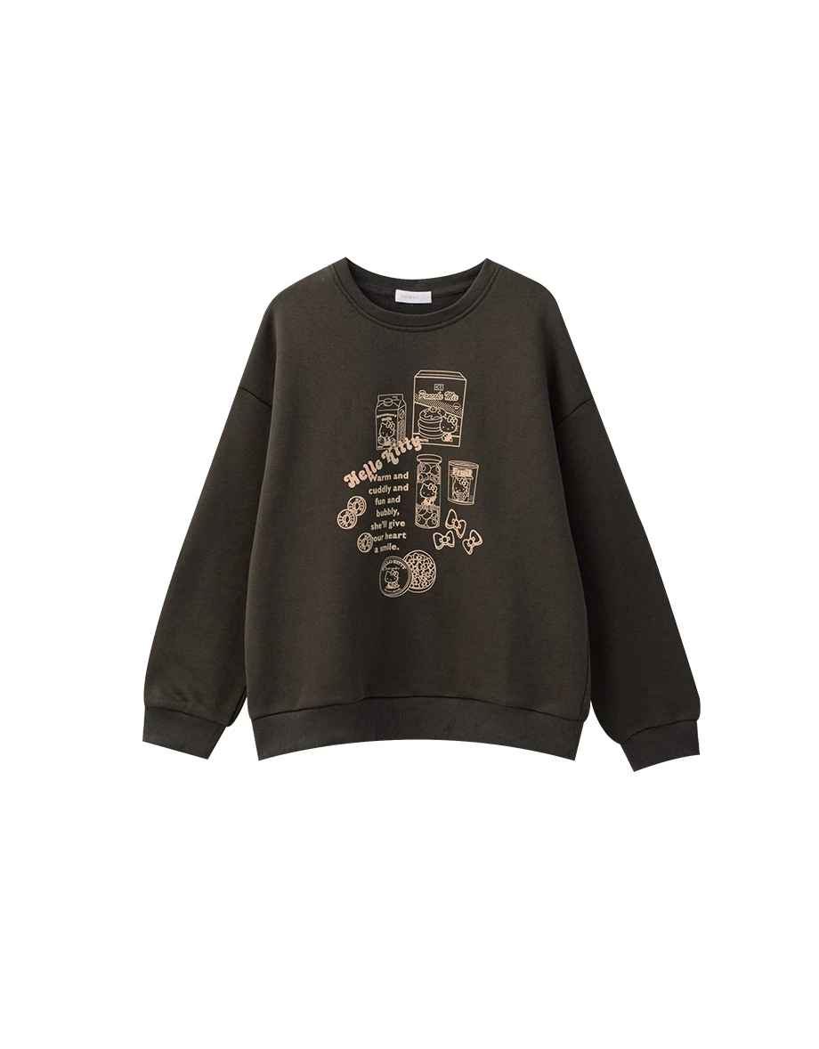 【Hello Kitty Collaboration】Vintage Inspired Graphic Print Fleece Oversized Pullover Sweatshirt 【Hello Kitty Collaboration】Vintage Inspired Graphic Print Fleece Oversized Pullover Sweatshirt