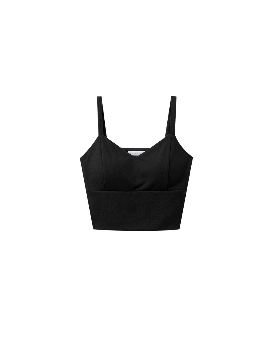 【Heat Tech】Soft Stretch V Neck Wide Strap Padded Cropped Cami Bra Top 【Heat Tech】Soft Stretch V Neck Wide Strap Padded Cropped Cami Bra Top
