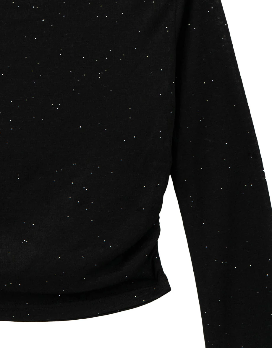 Fitted Mock Neck Long Sleeve Top with Side Ruched Detailing Fitted Mock Neck Long Sleeve Top with Side Ruched Detailing