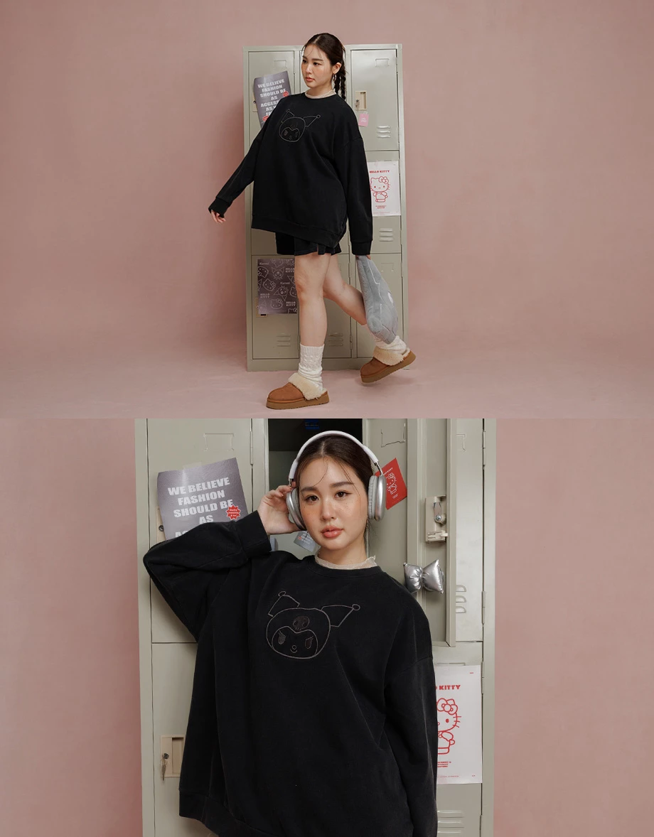 【SANRIO Collab】Sanrio Collaboration Character Outline Embroidered Sweatshirt (Unisex)