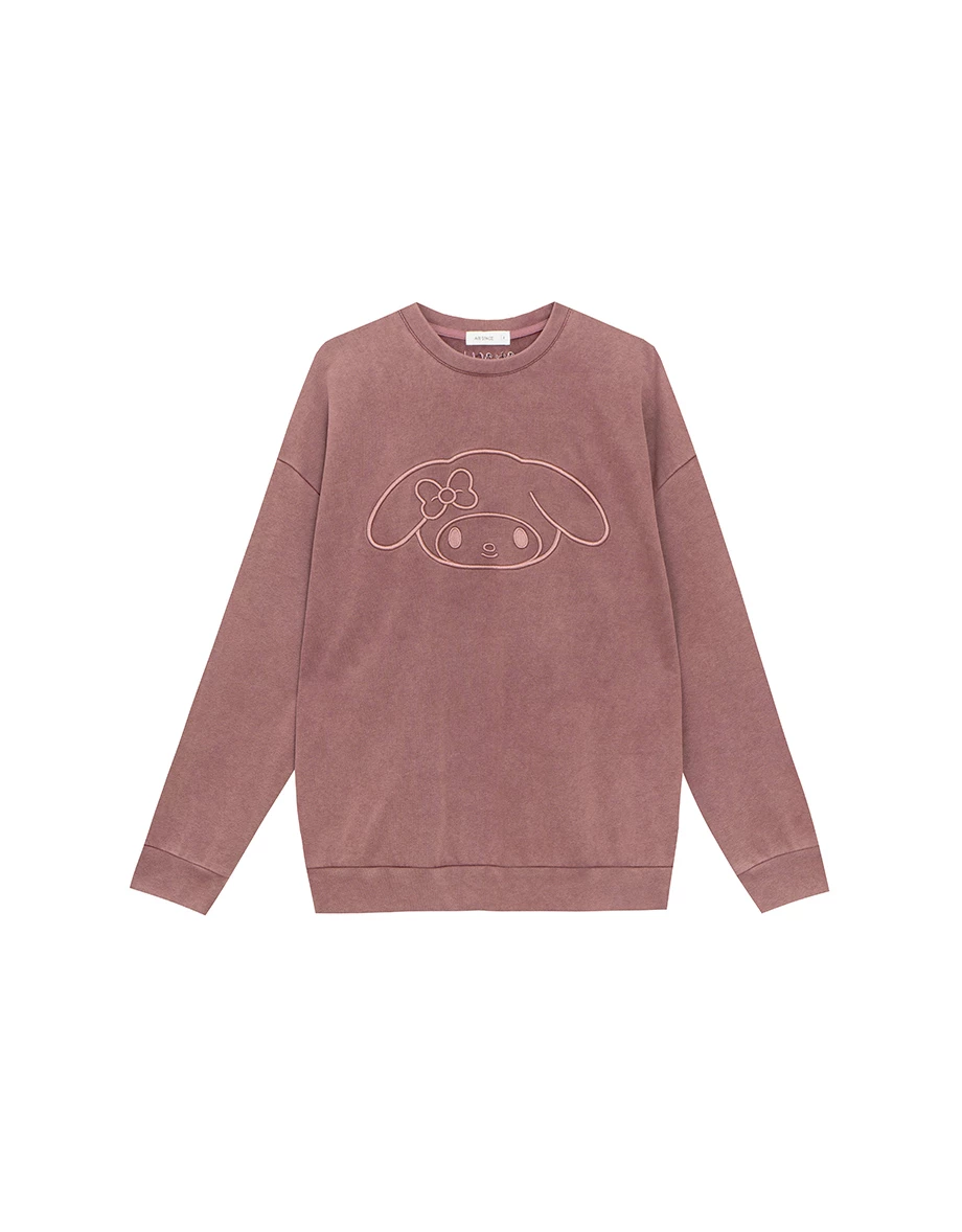 【SANRIO Collab】Sanrio Collaboration Character Outline Embroidered Sweatshirt (Unisex)