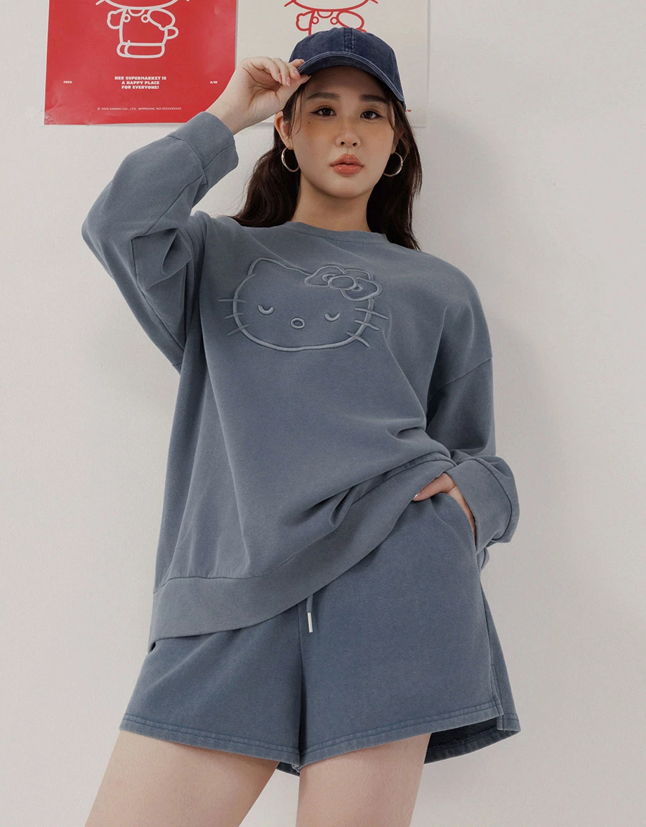 【SANRIO Collab】Sanrio Collaboration Character Outline Embroidered Sweatshirt (Unisex)